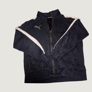 Puma Women's Full Zip Track Jacket Small Black White Keeps You Dry Athletic